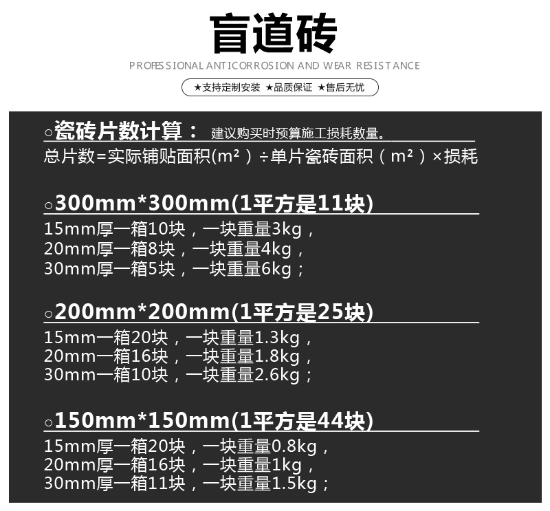 1盲道磚規格計算方法